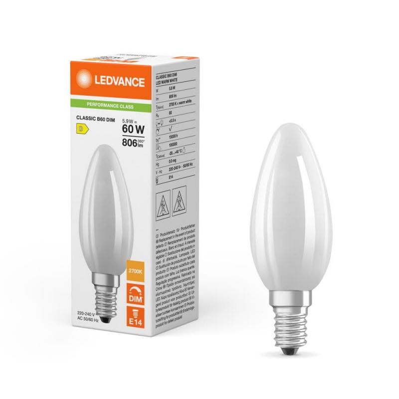 Ledvance E14 LED Kerzen Lampe dimmbar matt 5.9W wie 60W 2700K warmweißes Licht